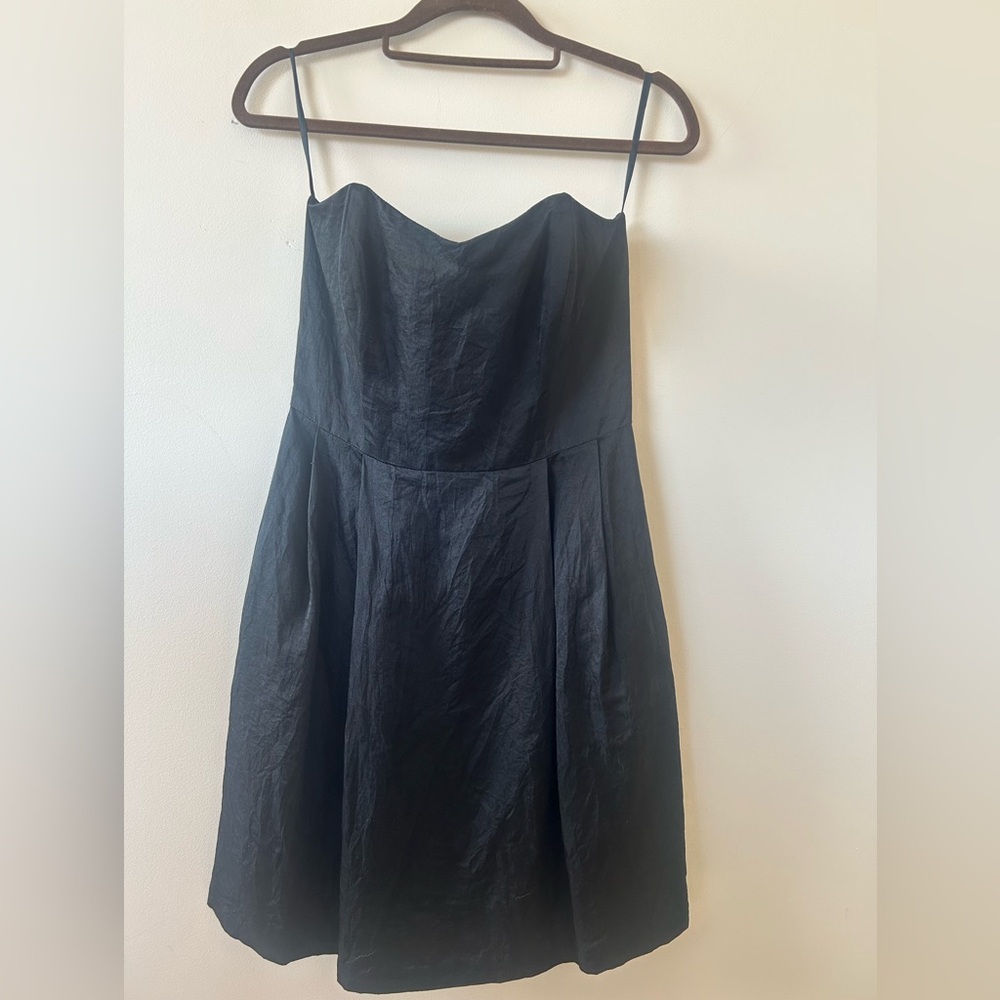 Elegant pure silk Black Strapless Dress